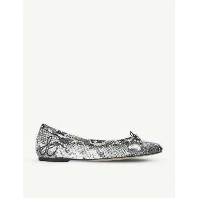 Shop Sam Edelman Felicia Snake-embossed Leather Ballet Flats In Blk/white