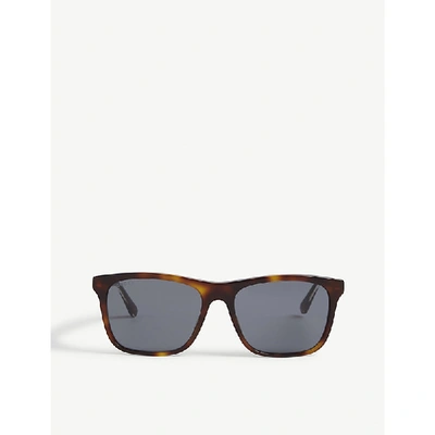 Shop Gucci Womens Brown Gg0381 Square-frame Havana Sunglasses
