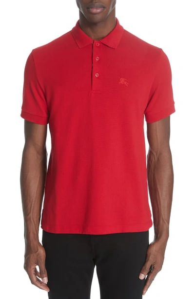 Shop Burberry Hartford Pique Polo In Military Red