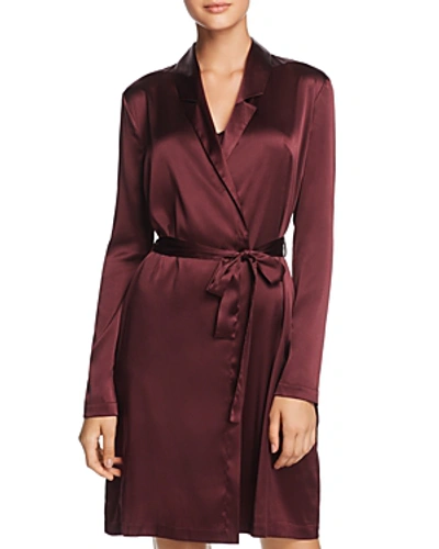 Shop La Perla Silk Reward Short Robe In Burgundy