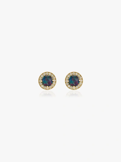 Shop Andrea Fohrman 18k Gold Kat Opal And Diamond Stud Earrings