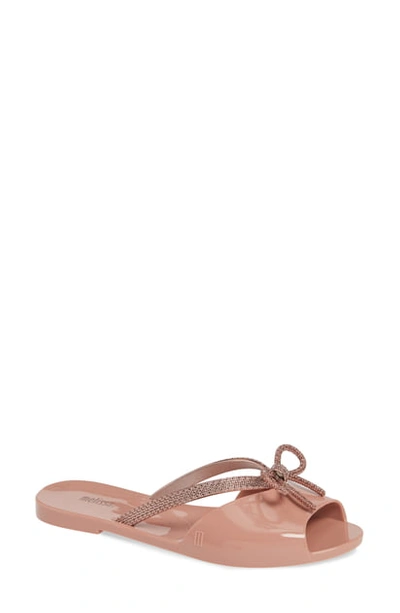 Shop Melissa Ela Chrome Slide Sandal In Metallic Pink Rubber