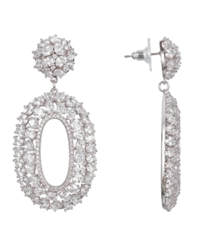 Shop Nina Oval Cluster Drop Earrings In Silver