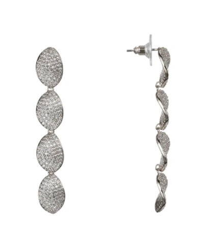 Shop Nina Jewlry Linear Cubic Zirconia Petal Drop Earrings In Silver