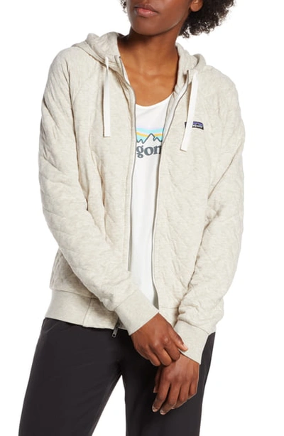 Shop Patagonia Organic Cotton Blend Quilted Hoodie In Bcw Birch White