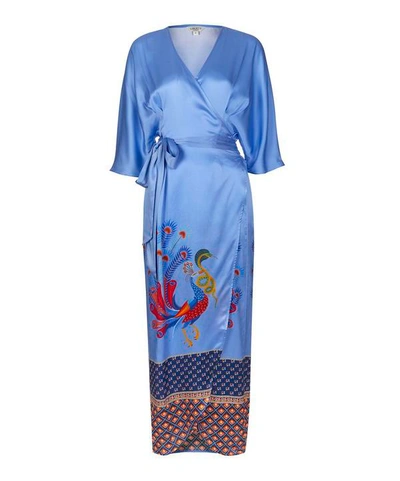 Shop Liberty London Nylah Sandwashed Silk Wrap Dress In Blue