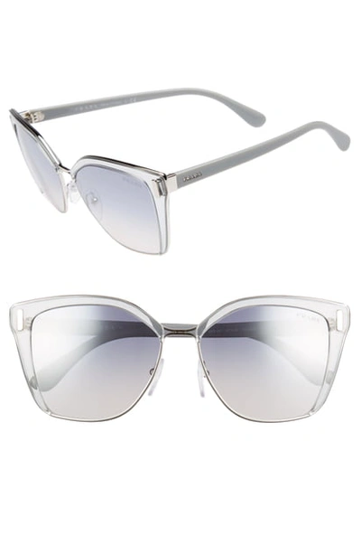 Shop Prada 54mm Gradient Geometric Sunglasses - Grey Gradient Mirror