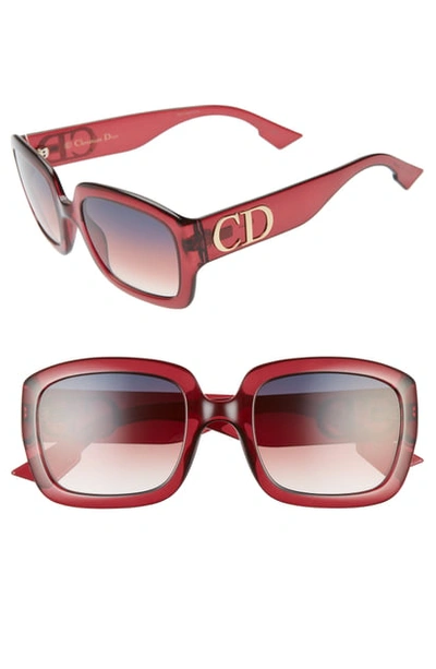 Shop Dior 54mm Square Sunglasses In Opal Burgundy