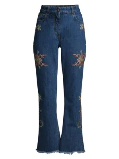 Shop Etro Women's Floral Embroidered Bootcut Jeans In Light Blue