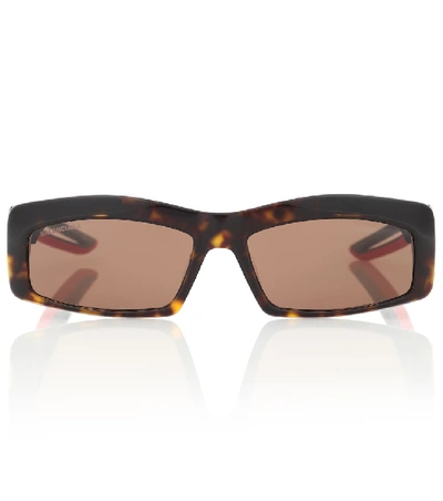 Shop Balenciaga Hybrid Rectangle Sunglasses In Brown