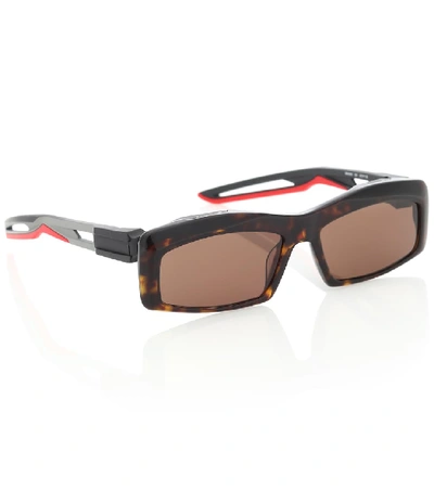 Shop Balenciaga Hybrid Rectangle Sunglasses In Brown