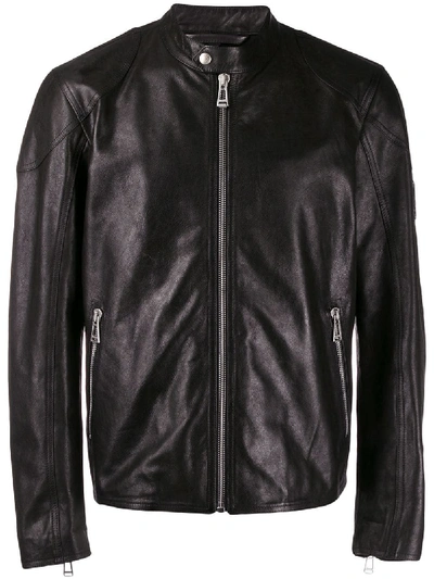 Shop Belstaff Zipped Biker Jacket - Black