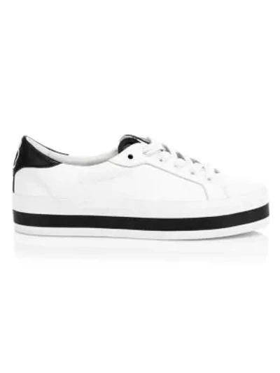 Shop Alice And Olivia Women's Elisha Platform Leather Sneakers In White