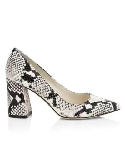 Shop Alice And Olivia Demetra Snakeskin-embossed Leather Pumps In Natural