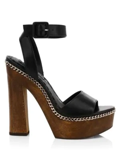 Shop Alice And Olivia Faira Leather Platform Sandals In Black