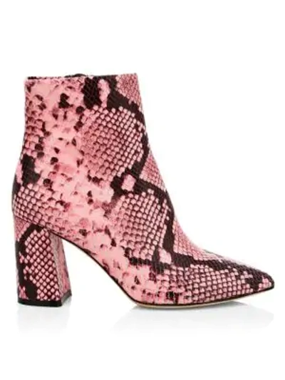 Shop Alice And Olivia Delanie Snakeskin Print Leather Ankle Boots In Blossom
