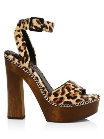 Shop Alice And Olivia Faira Leopard-print Calf Hair Platform Sandals In Cheetah