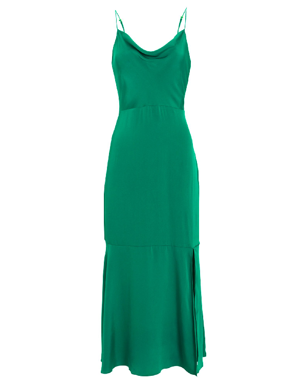 emerald silk slip dress