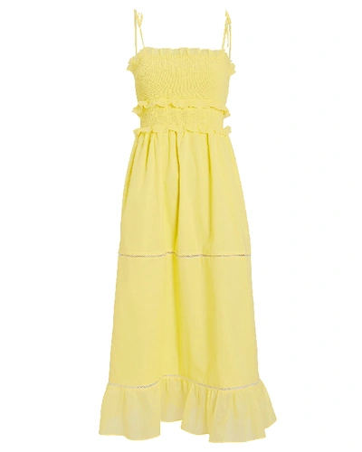 Shop Kisuii Luna Smocked Sleeveless Dress In Yellow