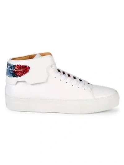 Shop Buscemi Unisex Feather Heel High-top Sneakers In White
