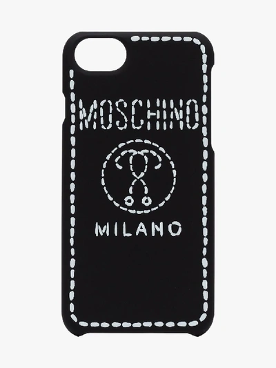 Moschino Black And White Milano Logo Iphone 8 Case In 1555 Black | ModeSens