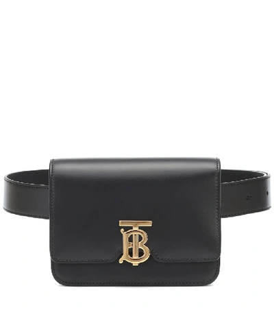 Shop Burberry Tb Leather Belt Bag In Black