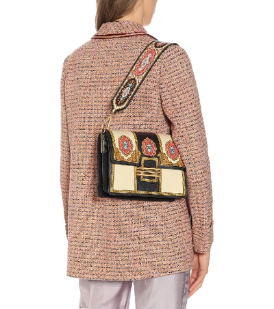 Shop Etro Printed Leather Shoulder Bag In Multicoloured