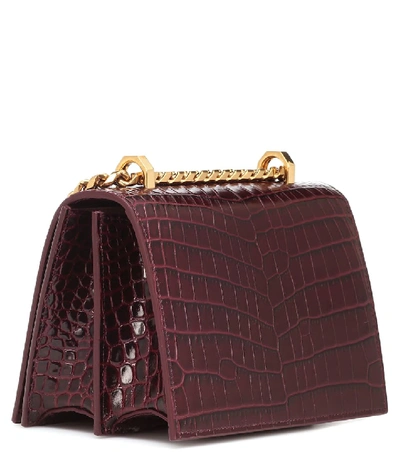 Shop Alexander Mcqueen Jewelled Small Leather Crossbody Bag In Red
