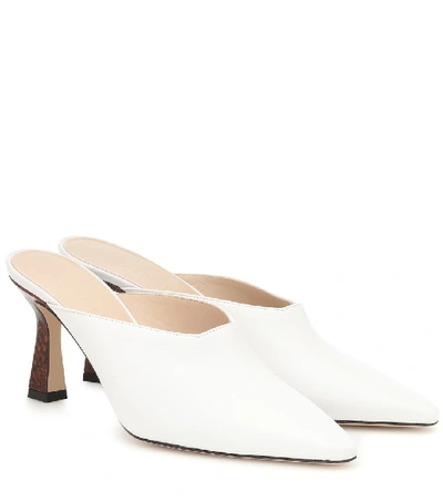Shop Wandler Lotte Leather Mules In White