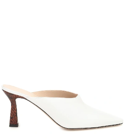 Shop Wandler Lotte Leather Mules In White