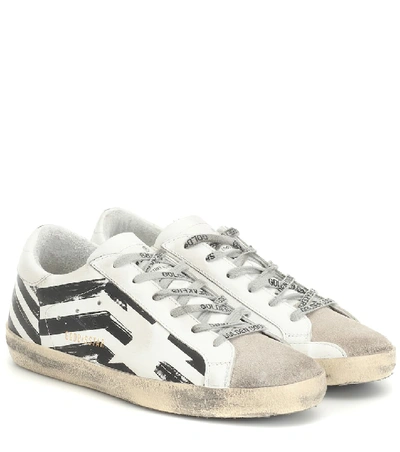 Shop Golden Goose Superstar Leather Sneakers In White