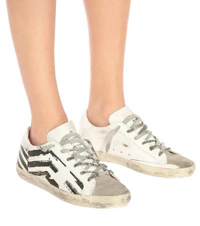 Shop Golden Goose Superstar Leather Sneakers In White