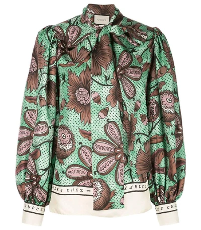 Shop Gucci Pussy-bow Blouse In Multi