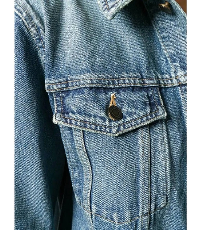 Shop Saint Laurent Frayed Collar Denim Jacket In Blue