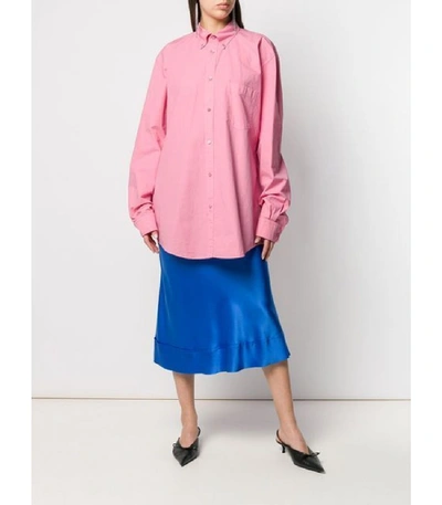 Shop Balenciaga Rear Logo Oversized Shirt In Pink