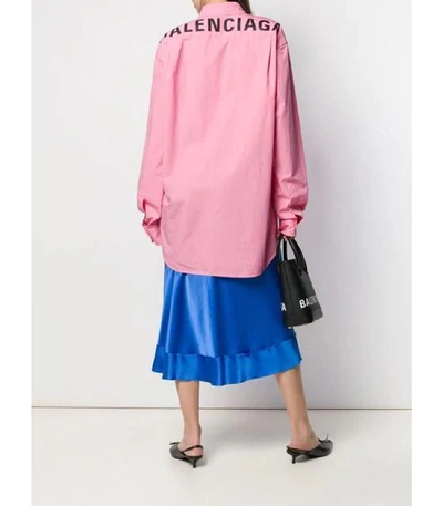 Shop Balenciaga Rear Logo Oversized Shirt In Pink