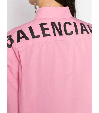 Shop Balenciaga Rear Logo Oversized Shirt In Pink