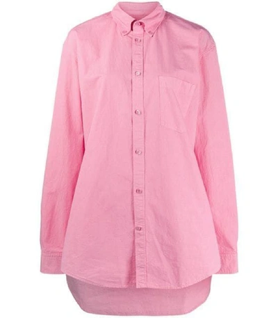 Shop Balenciaga Rear Logo Oversized Shirt In Pink