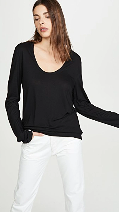 Shop Alexander Wang T Drapey Jersey Long Sleeve Tee With Darting Detail In Black