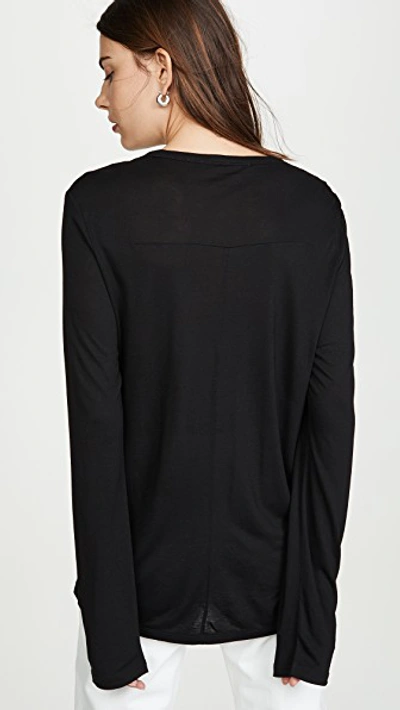 Shop Alexander Wang T Drapey Jersey Long Sleeve Tee With Darting Detail In Black