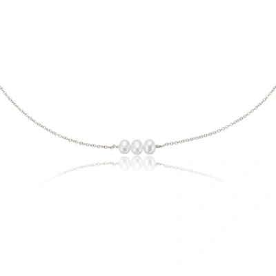 Lily & Roo Sterling Silver Cluster Pearl Choker In Pearl