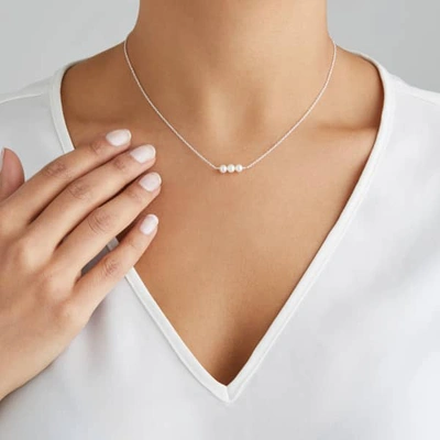 Lily & Roo Sterling Silver Cluster Pearl Choker In Pearl