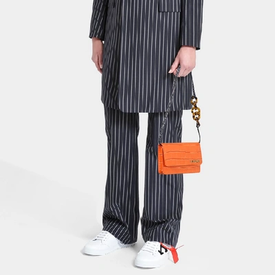 Shop Jacquemus | Le Sac Riviera Bag In Dark Green Calfskin In Orange