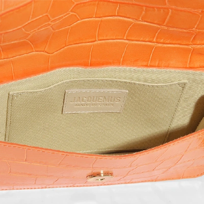 Shop Jacquemus | Le Sac Riviera Bag In Dark Green Calfskin In Orange