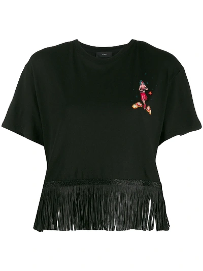 Shop Alanui Fringed Hawaiian Hula T-shirt - Black