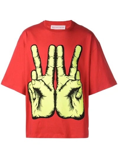 Shop Walter Van Beirendonck Peace Oversized T-shirt - Red