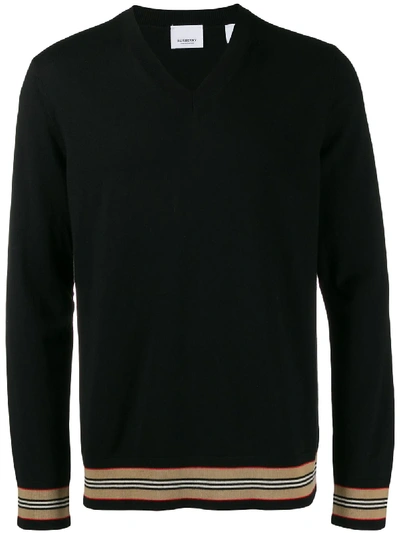 Shop Burberry Icon Stripe Sweater In Black