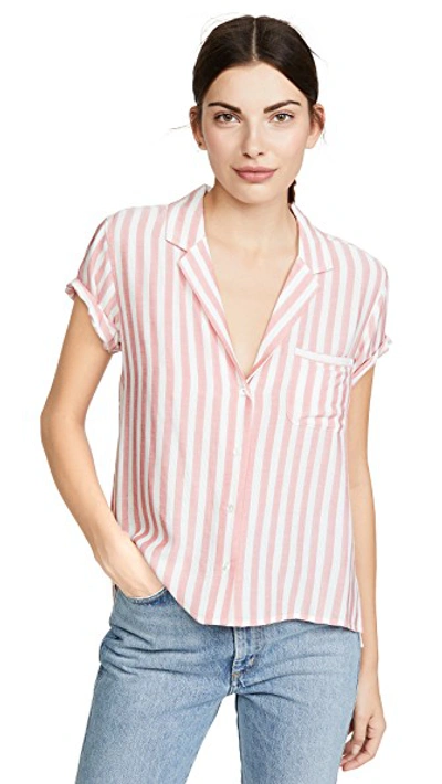 Shop Paige Colwyn Shirt In Watermelon/cove Stripe