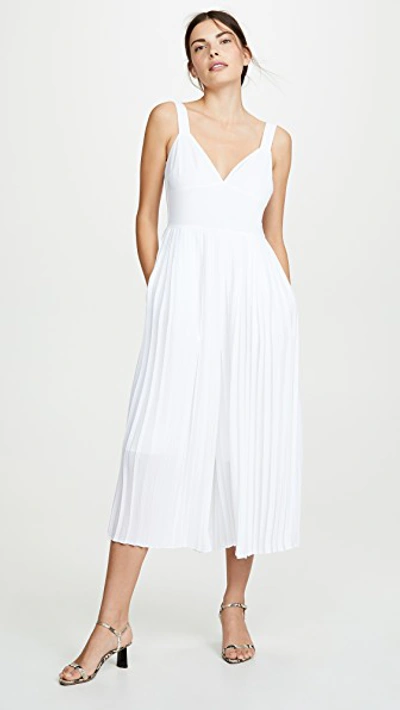 Shop Vince Pleated Jumpsuit In Optic White