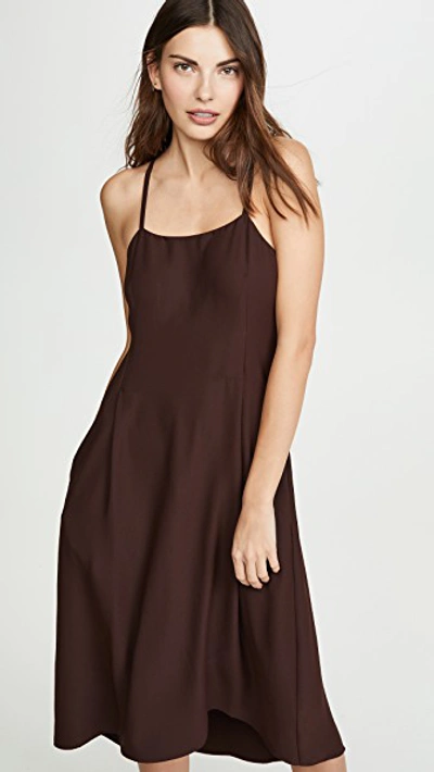 Shop Vince Strappy Tank Dress In Black Walnut